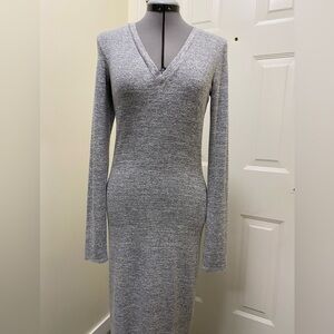 Wilfred long Sleeve V-neck Grey Sweater midi dress size medium